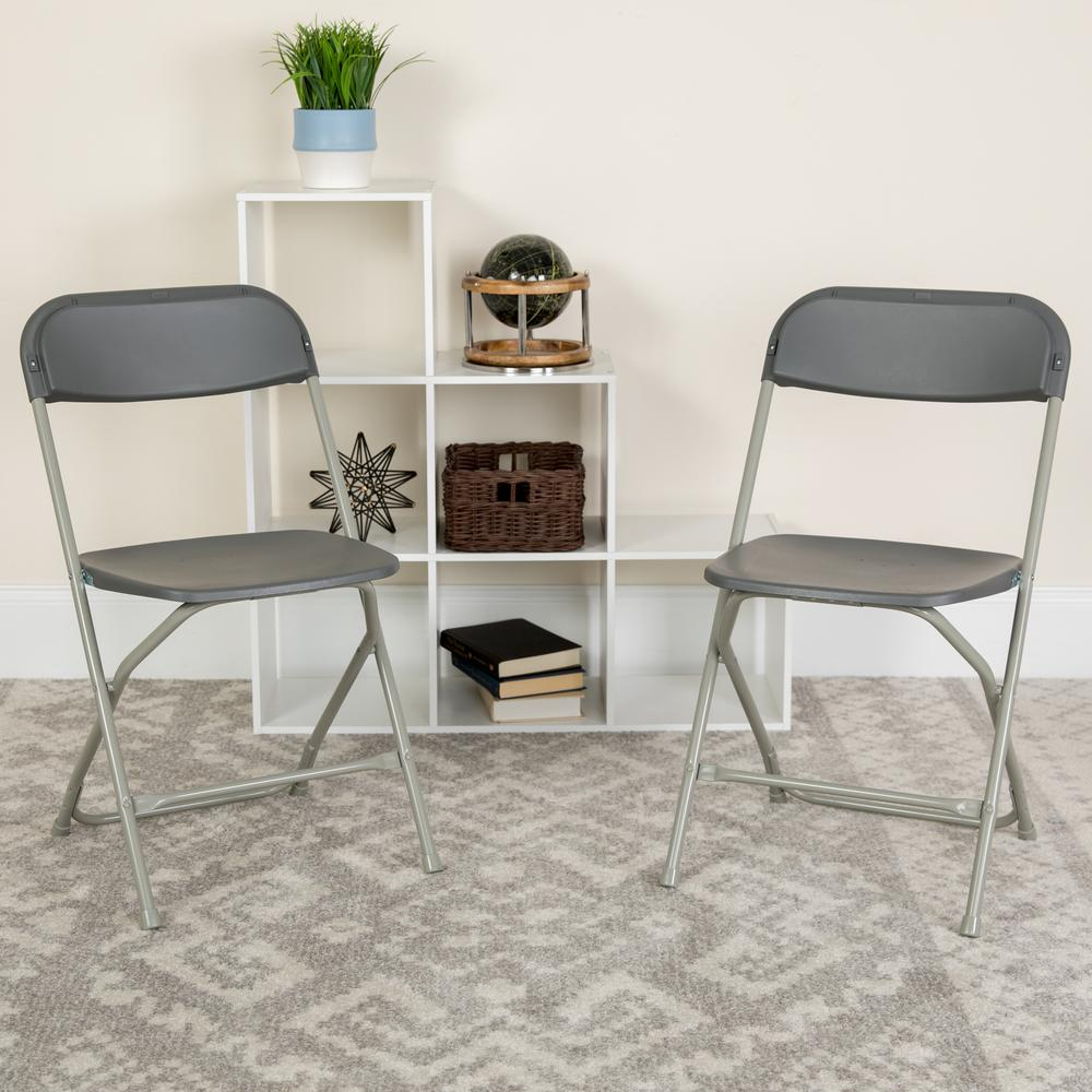 HERCULES Series 650 lb. Capacity Premium Grey Plastic Folding Chair
