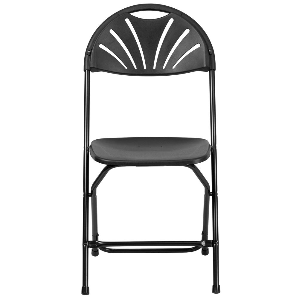 HERCULES Series 650 lb. Capacity Black Plastic Fan Back Folding Chair