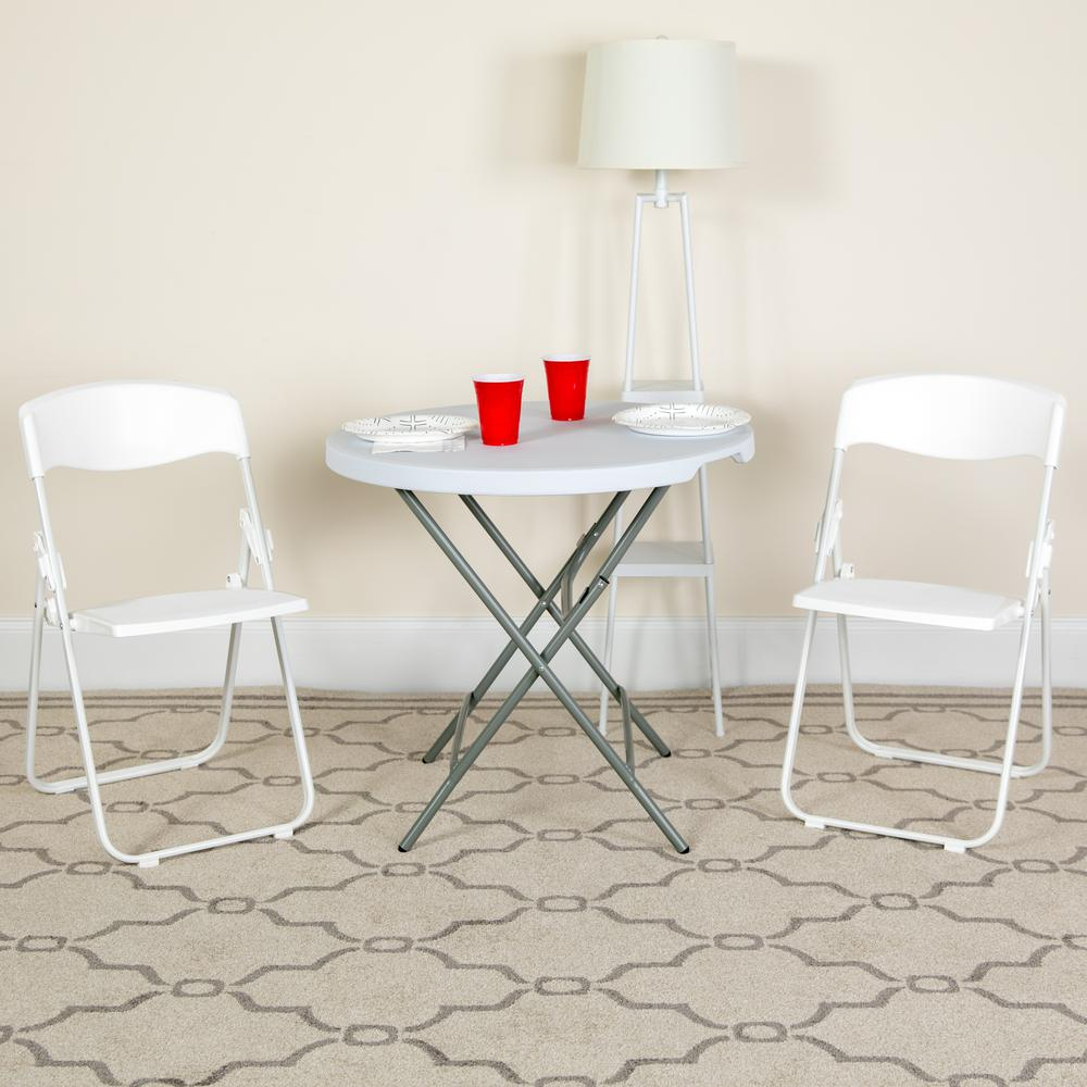 HERCULES Series 500 lb. Capacity Heavy Duty White Plastic Folding Chair with Built-in Ganging Brackets