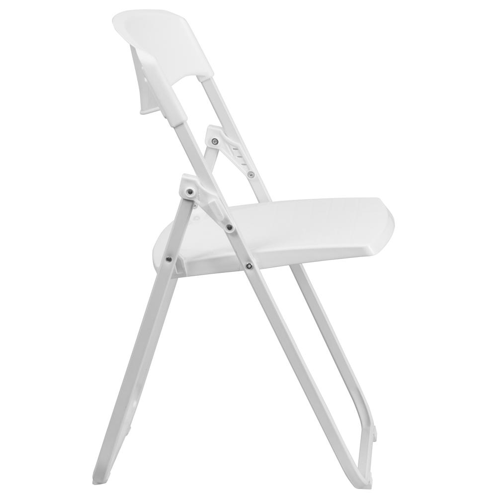 HERCULES Series 500 lb. Capacity Heavy Duty White Plastic Folding Chair with Built-in Ganging Brackets