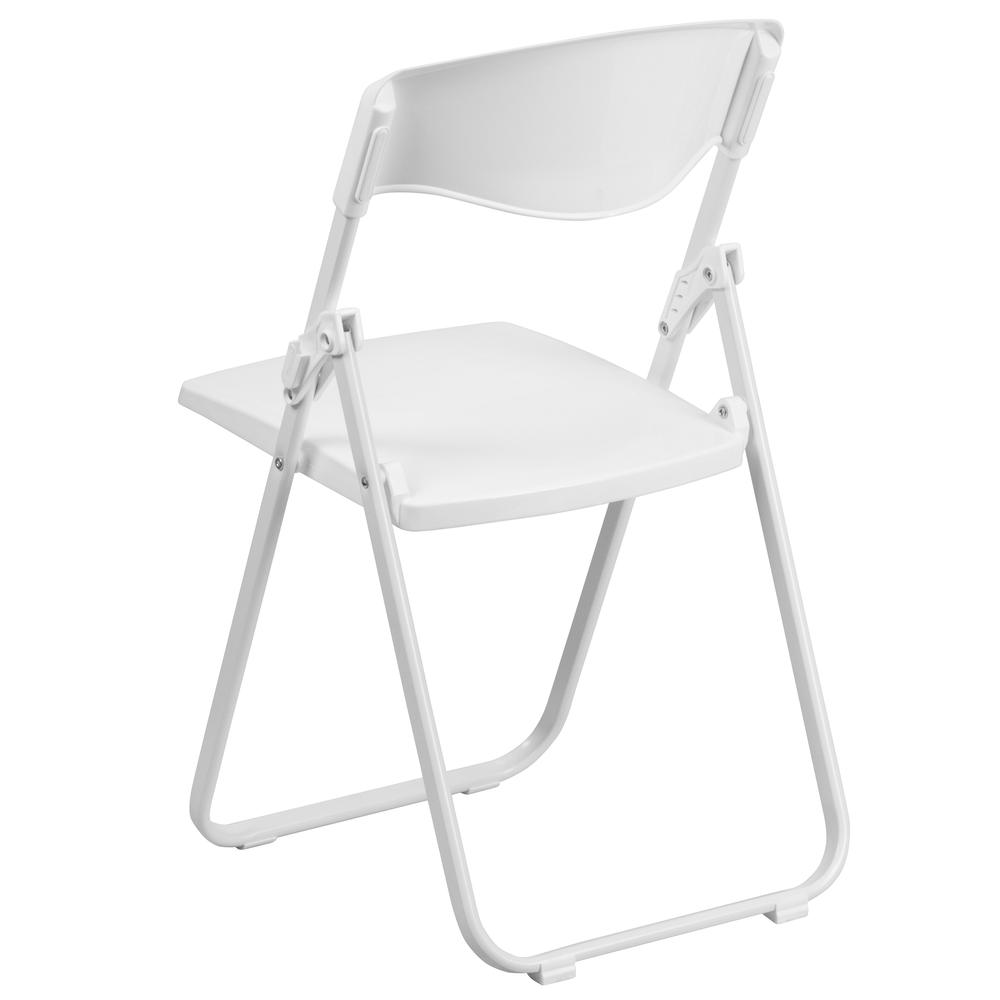 HERCULES Series 500 lb. Capacity Heavy Duty White Plastic Folding Chair with Built-in Ganging Brackets