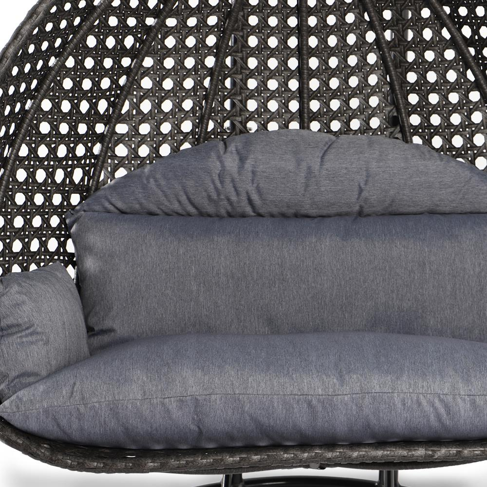 LeisureMod Charcoal Wicker Hanging 2 person Egg Swing Chair ESC57CBU
