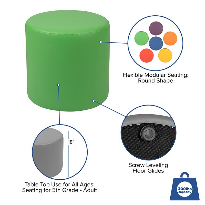 Soft Seating Collaborative Circle for Classrooms and Common Spaces - 18" Seat Height (Green)