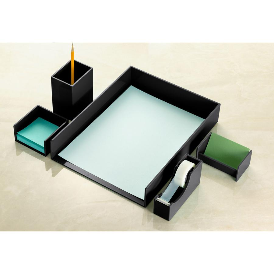 Officemate Desk Organizer Set - 7" Height x 7" Width x 11" Depth - Desktop - Black - 1 Each