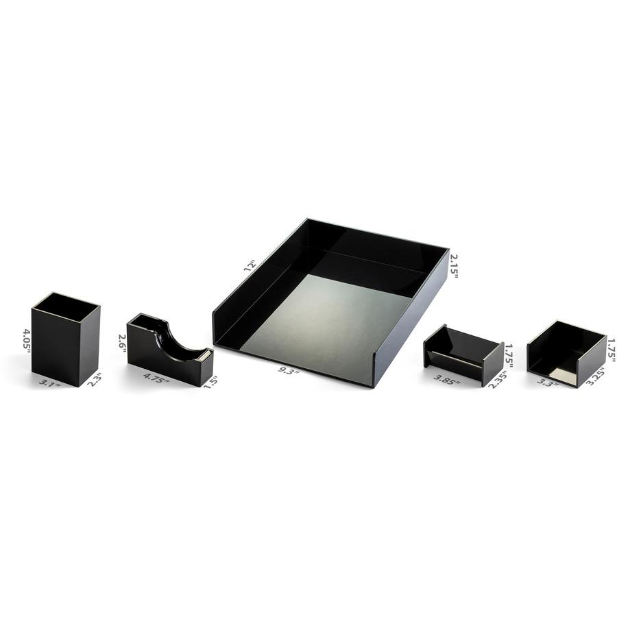 Officemate Desk Organizer Set - 7" Height x 7" Width x 11" Depth - Desktop - Black - 1 Each