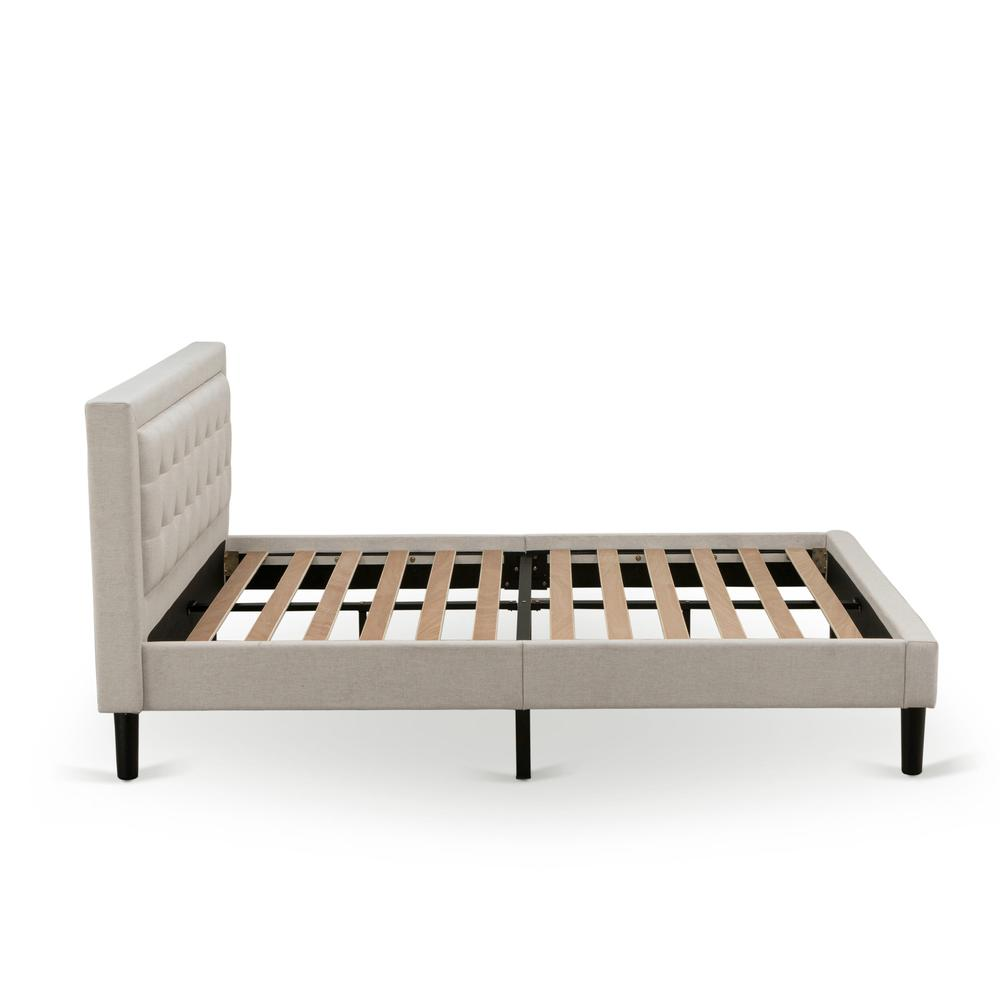 FN08Q-2GA13 3-Piece Fannin Bedroom Furniture Set with 1 Wingback Bed and 2 Bedroom Nightstands - Mist Beige Linen Fabric