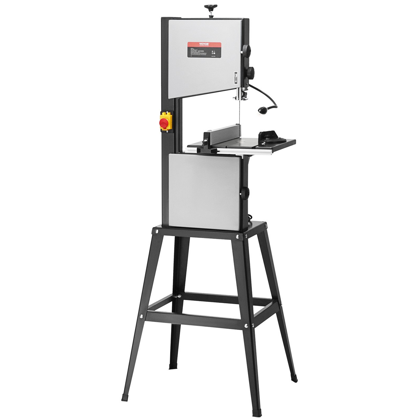 VEVOR Band Saw with Stand, 10-Inch, 560 & 1100 RPM Two-Speed Benchtop Bandsaw, 370W 1/2HP Motor with Metal Stand Optimized Work Light Workbench Fence and Miter Gauge, for Woodworking Aluminum Plastic