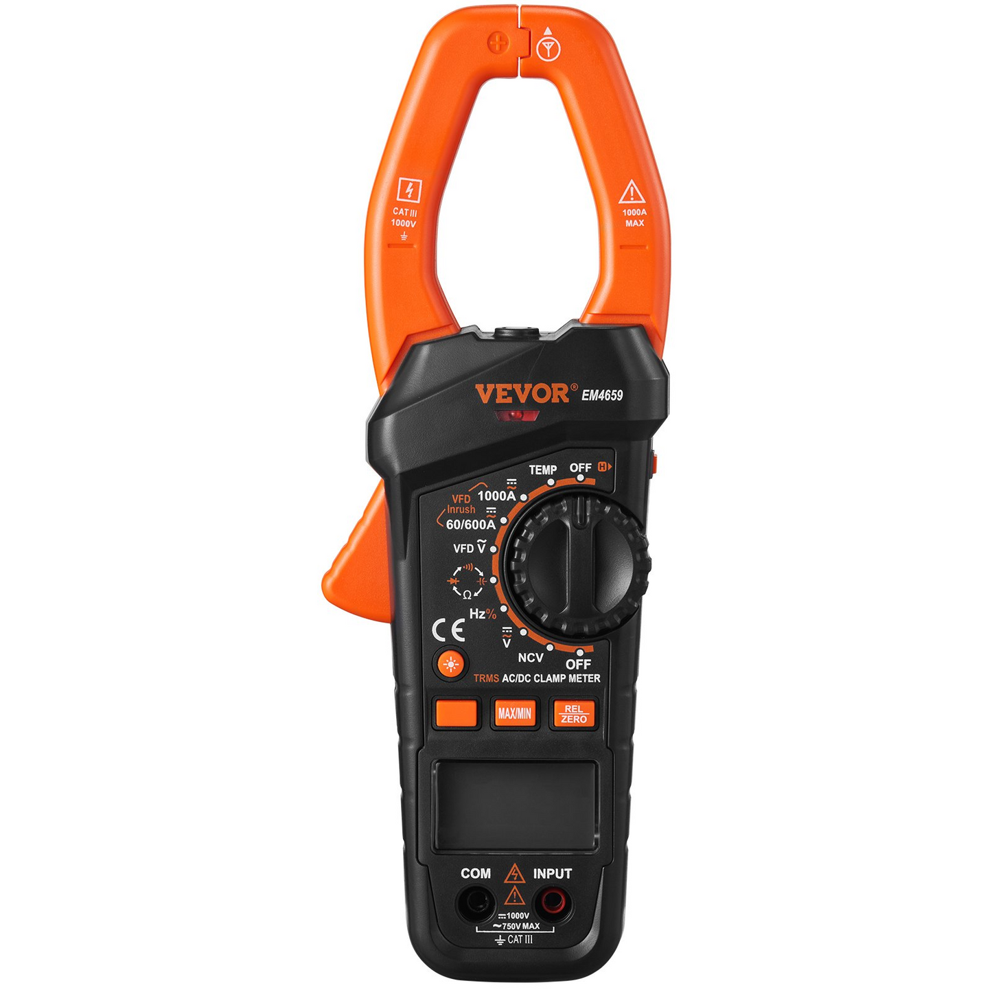 VEVOR Digital Clamp Meter T-RMS, 6000 Counts, 1000A Clamp Multimeter Tester, Measures Current Voltage Resistance Diodes Continuity Data Retention, NCV for Home Appliance, Railway Industry Maintenance