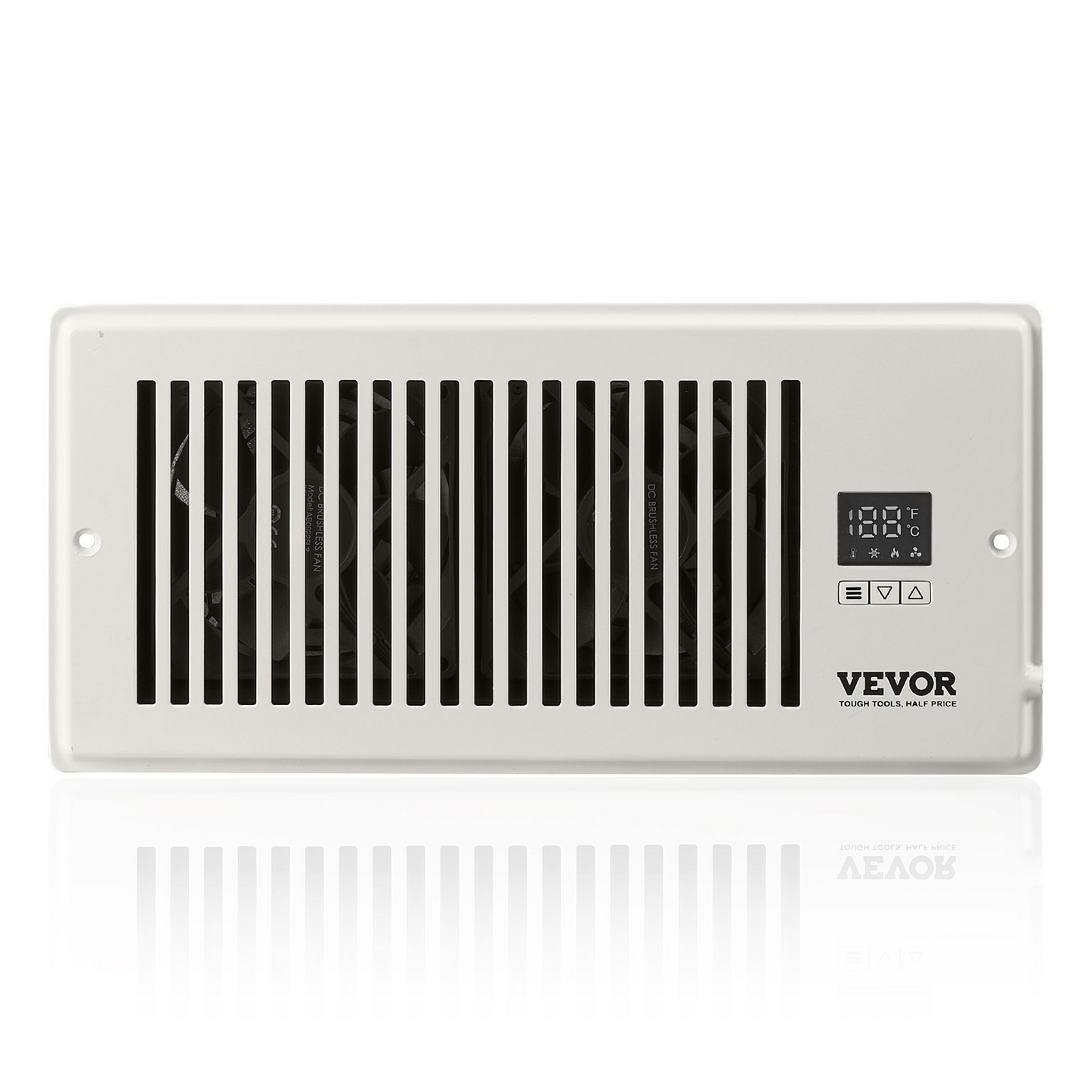 VEVOR Register Booster Fan, Quiet Vent Booster Fan Fits 4” x 10” Register Holes, with Remote Control and Thermostat Control, Adjustable Speed for Heating Cooling Smart Vent, White