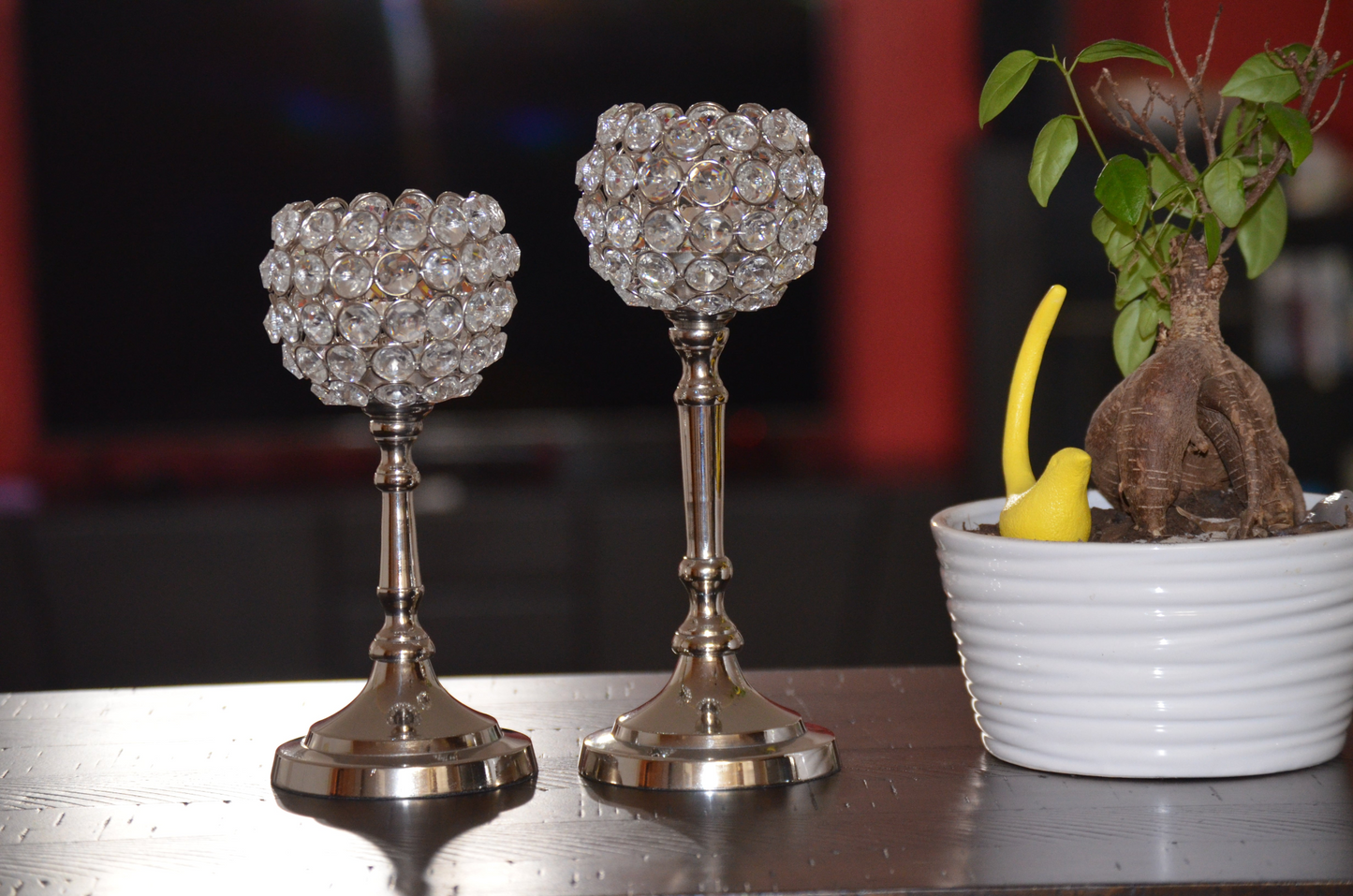 Vibhsa Hurricane Set of 2 Crystal Candle Holder