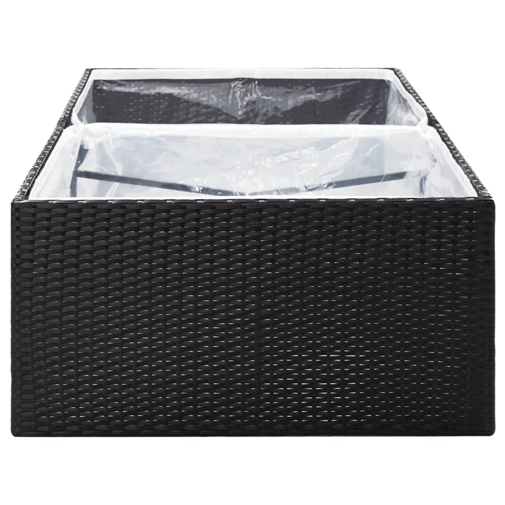 vidaXL Garden Planter Black 61.8"x31.5"x15.7" Poly Rattan