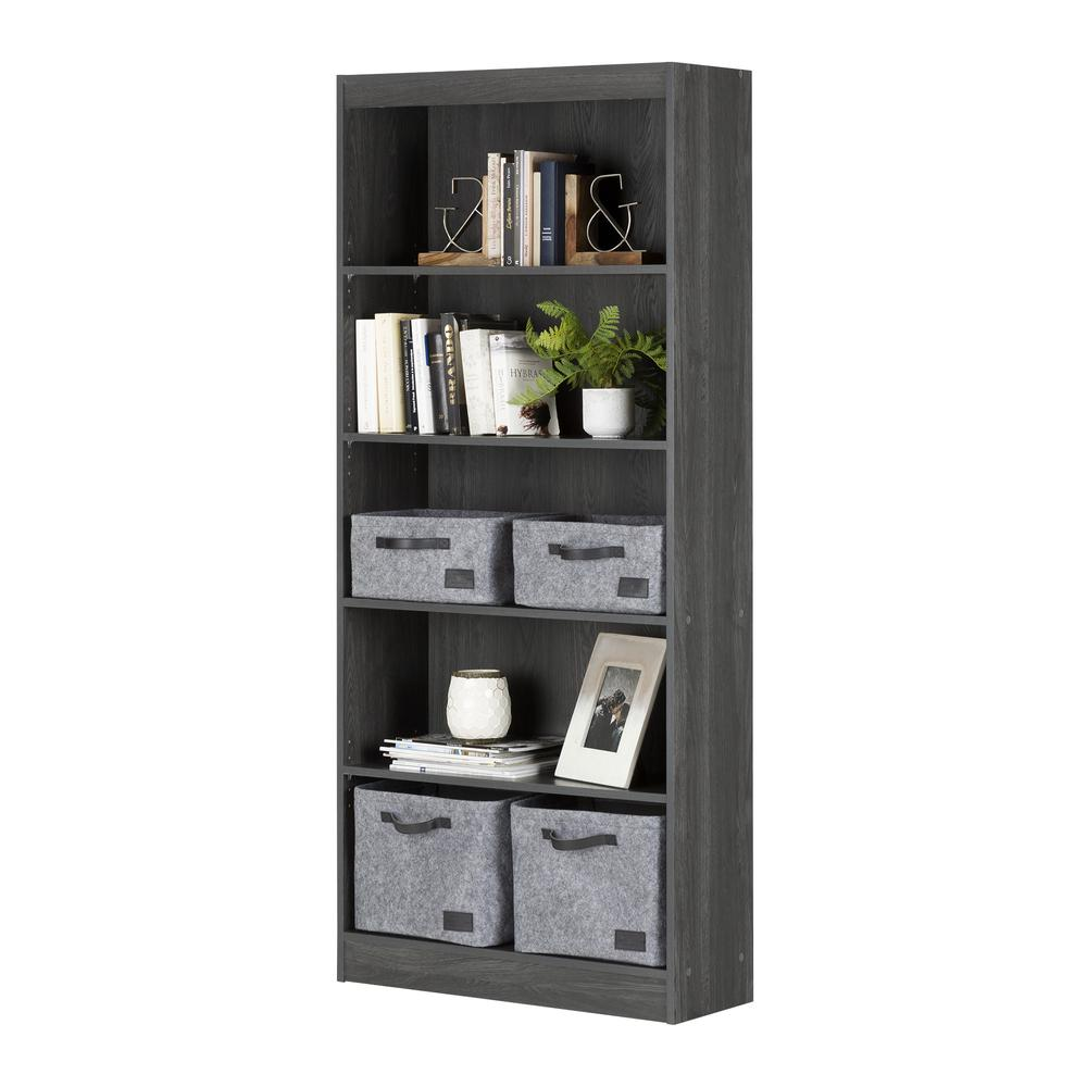 Axess 5-Shelf Bookcase, Gray Oak