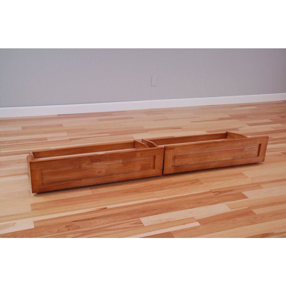 Monterey Frame Queen-Butternut Finish-Linen Charcoal Mattress-Storage Drawers