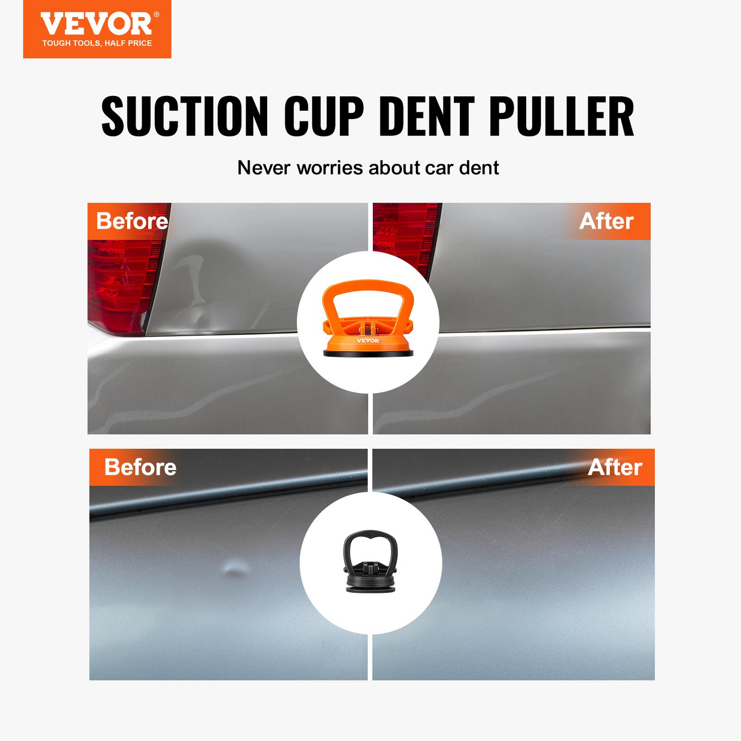 VEVOR Dent Removal Kit, 3 Packs Suction Cups, Dent Puller Handle Lifter with Gloves and Cloth, Paintless Car Dent Puller Remover for Car Dent Repair, Glass, Tiles, Mirror Lifting and Moving