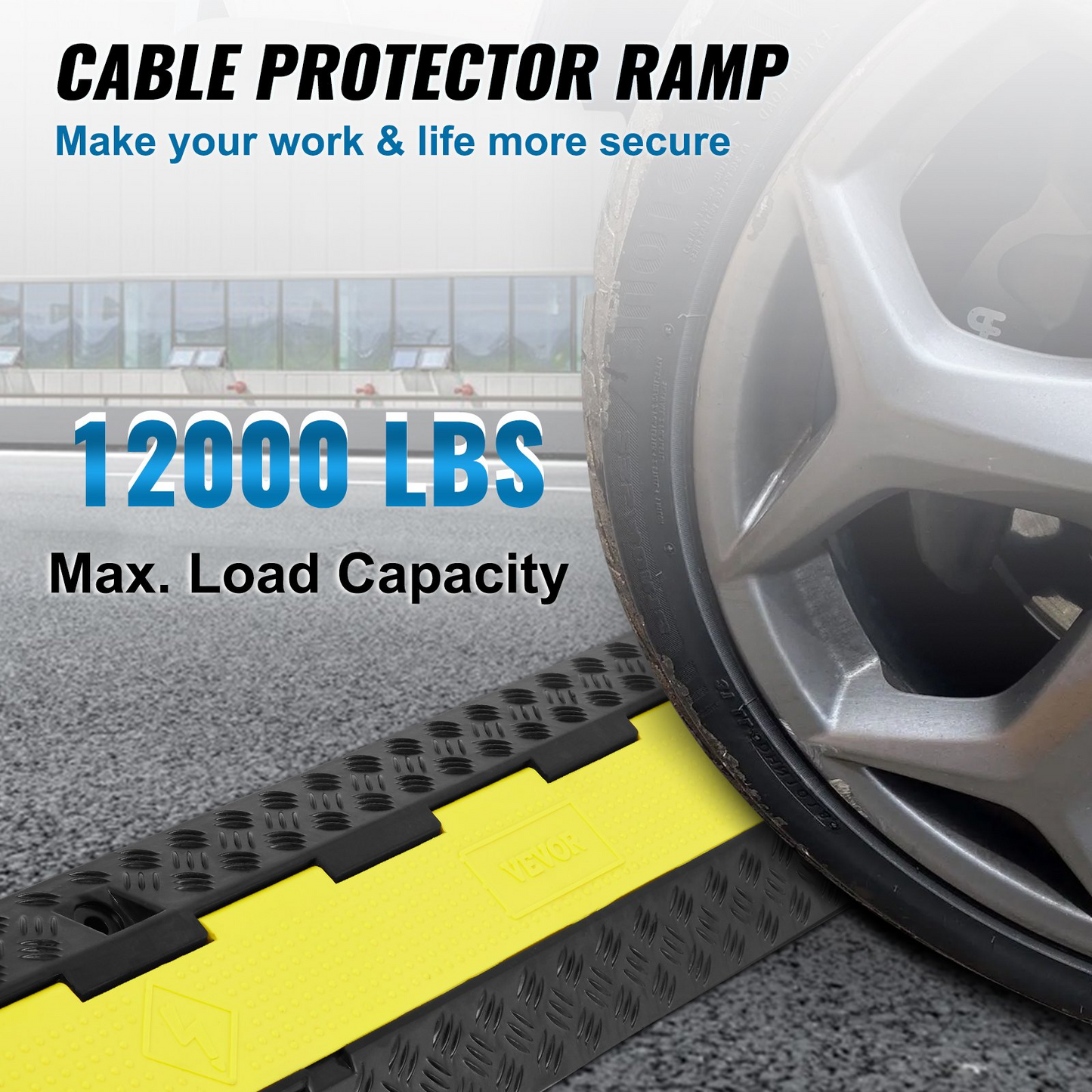 VEVOR 5 PCs Cable Protector Ramp 2 Channel 12000 lbs Load Wire Cable Cover Ramp