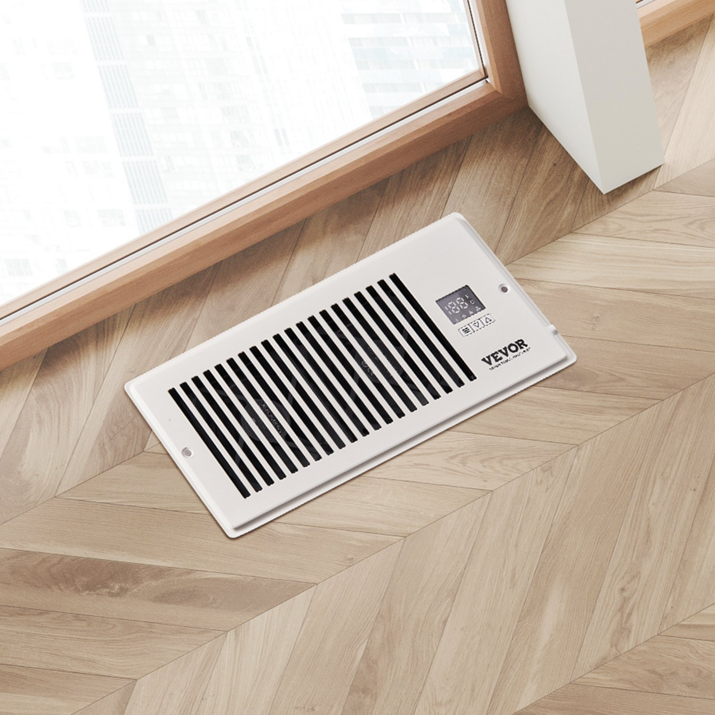 VEVOR Register Booster Fan, Quiet Vent Booster Fan Fits 4” x 10” Register Holes, with Remote Control and Thermostat Control, Adjustable Speed for Heating Cooling Smart Vent, White