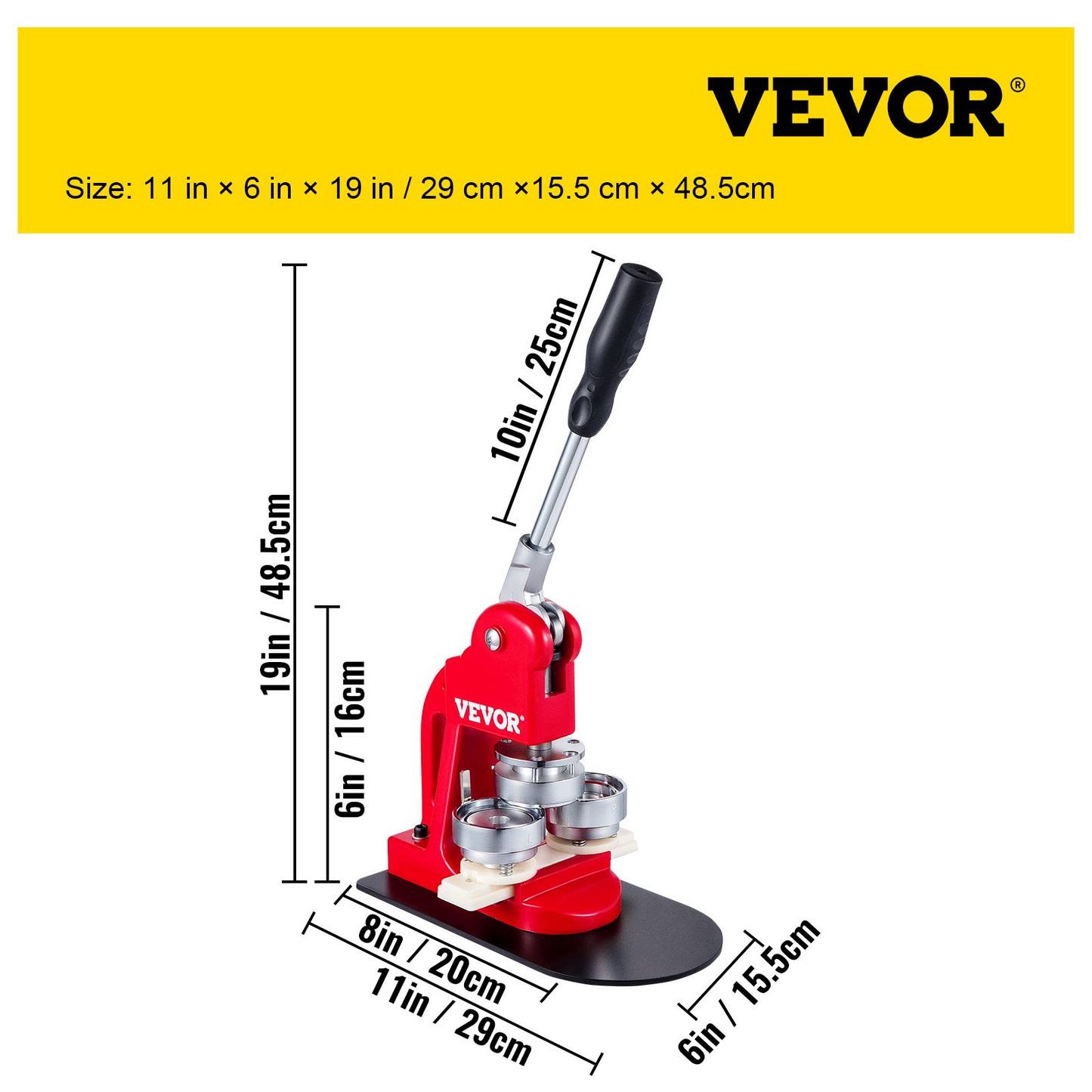VEVOR Button Maker 58mm Badge Maker Machine 2.28 inch Badge Punch Press Pin Button Maker with Free 500 Pcs Button Parts and Circle Cutter (500pcs,58mm 2-1/4")