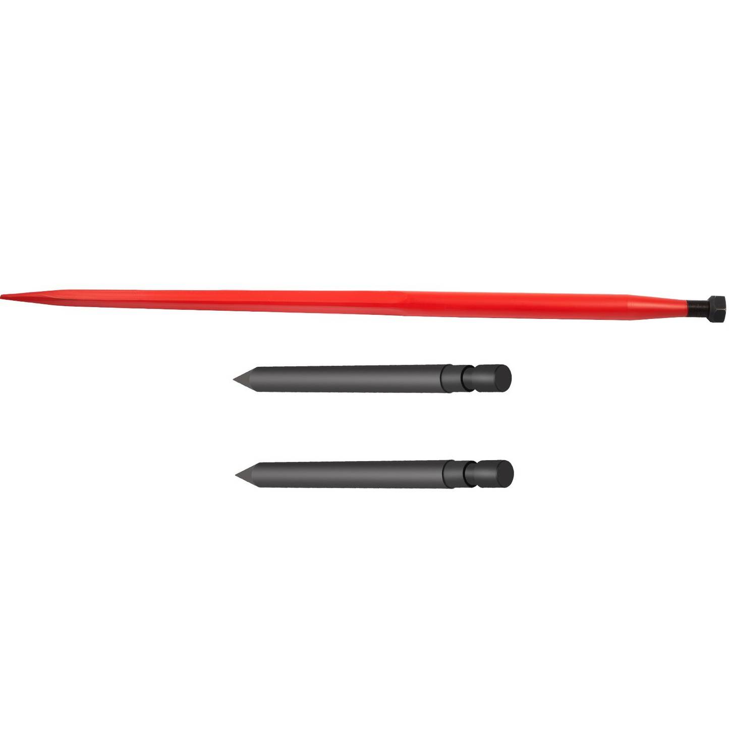 VEVOR Hay Spear 49" Bale Spear 3000 lbs Capacity, Bale Spike Quick Attach Square Hay Bale Spears 1 3/4" Wide, Red Coated Bale Forks, Bale Hay Spike with 2 Stabilizer Spears Conus 2