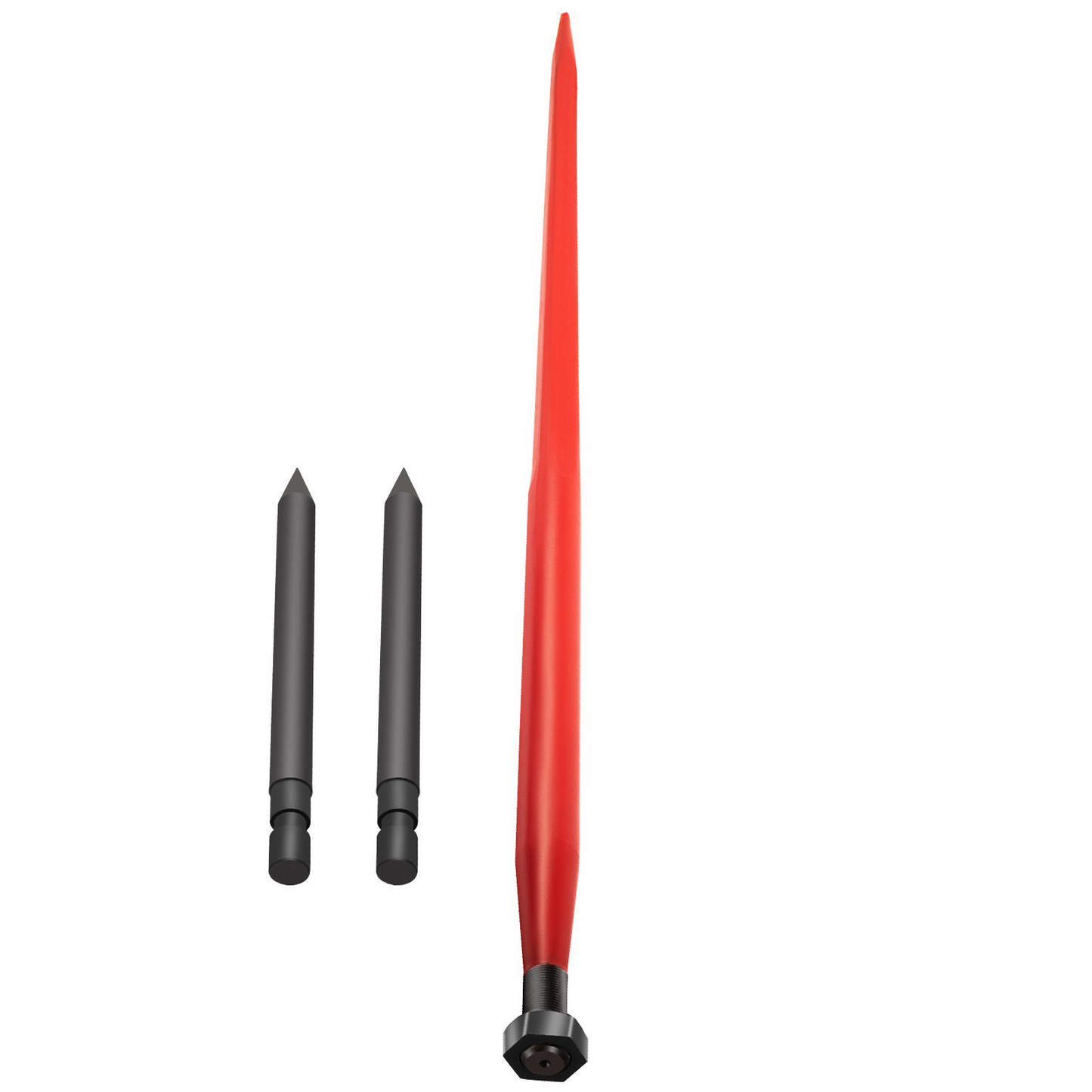 VEVOR Hay Spear 49" Bale Spear 3000 lbs Capacity, Bale Spike Quick Attach Square Hay Bale Spears 1 3/4" Wide, Red Coated Bale Forks, Bale Hay Spike with 2 Stabilizer Spears Conus 2