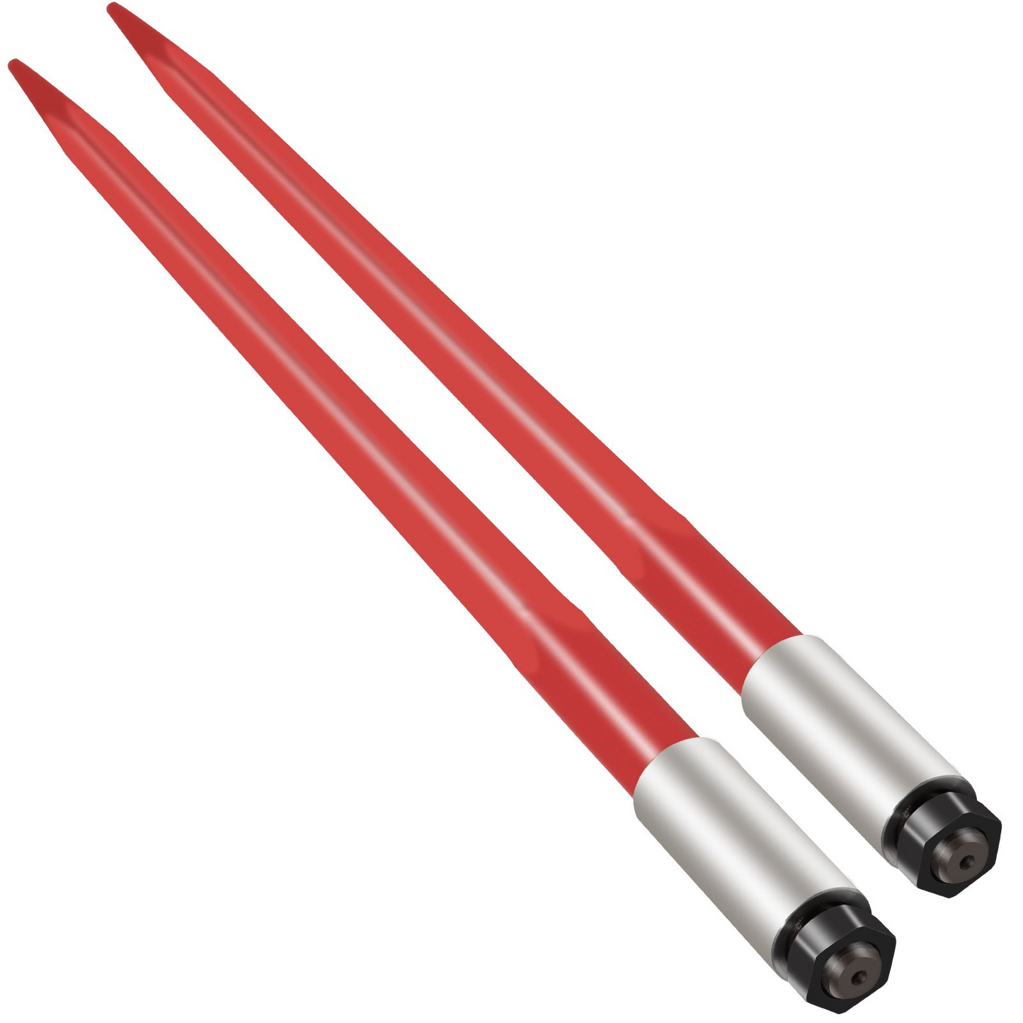 VEVOR Pair Hay Spear 39" Bale Spear 3000 lbs Capacity, Bale Spike Quick Attach Square Hay Bale Spears 1 3/4", Red Coated Bale Forks, Bale Hay Spike with Hex Nut & Sleeve for Buckets Tractors Loaders