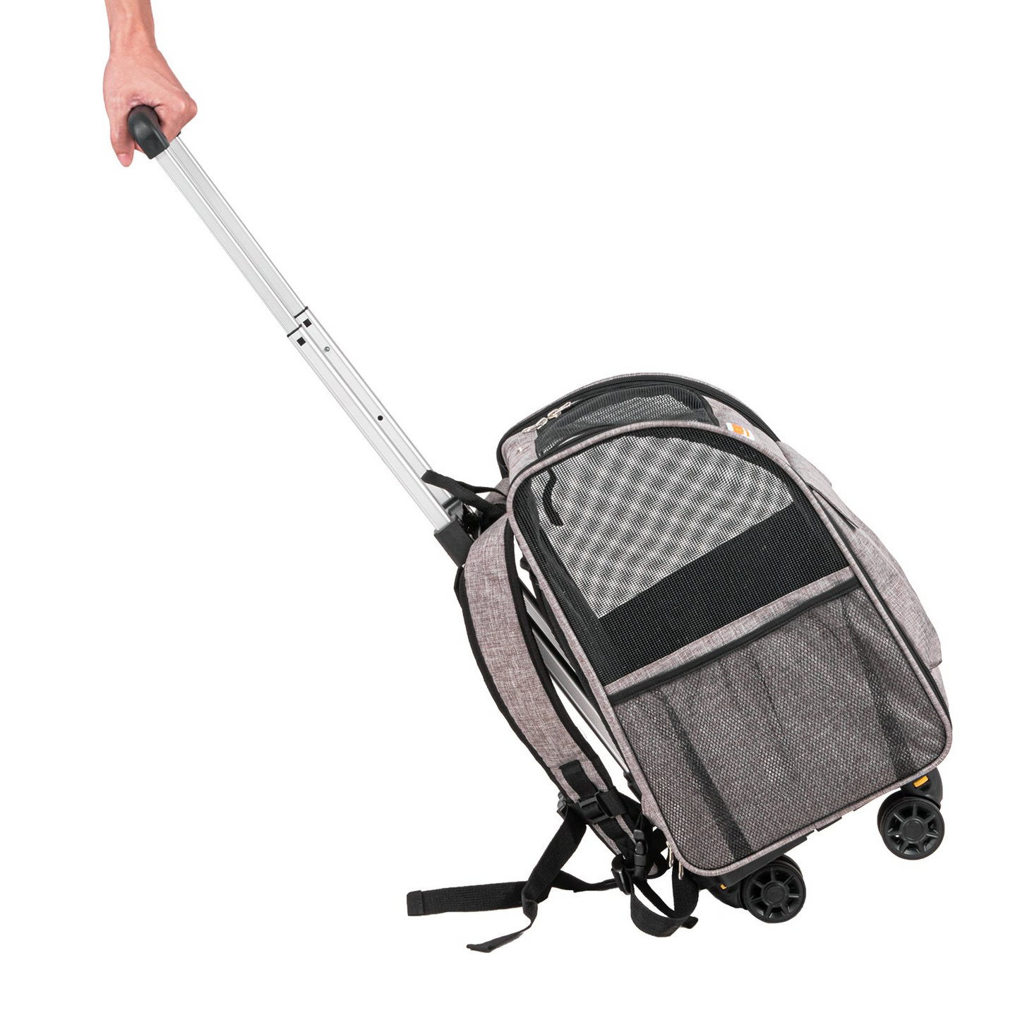VEVOR Cat Carrier with Wheels, Rolling Pet Carrier with Telescopic Handle and Shoulder Strap, Dog Carrier with Wheels for Pets under 18 lbs, with 1 Folding Bowl, Grey