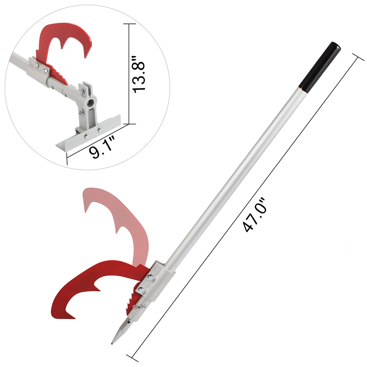 VEVOR 47" Timberjack with Jack Handle Cant Hook Aluminum Log Jack Log Lifter Alloy for Felling and Logging