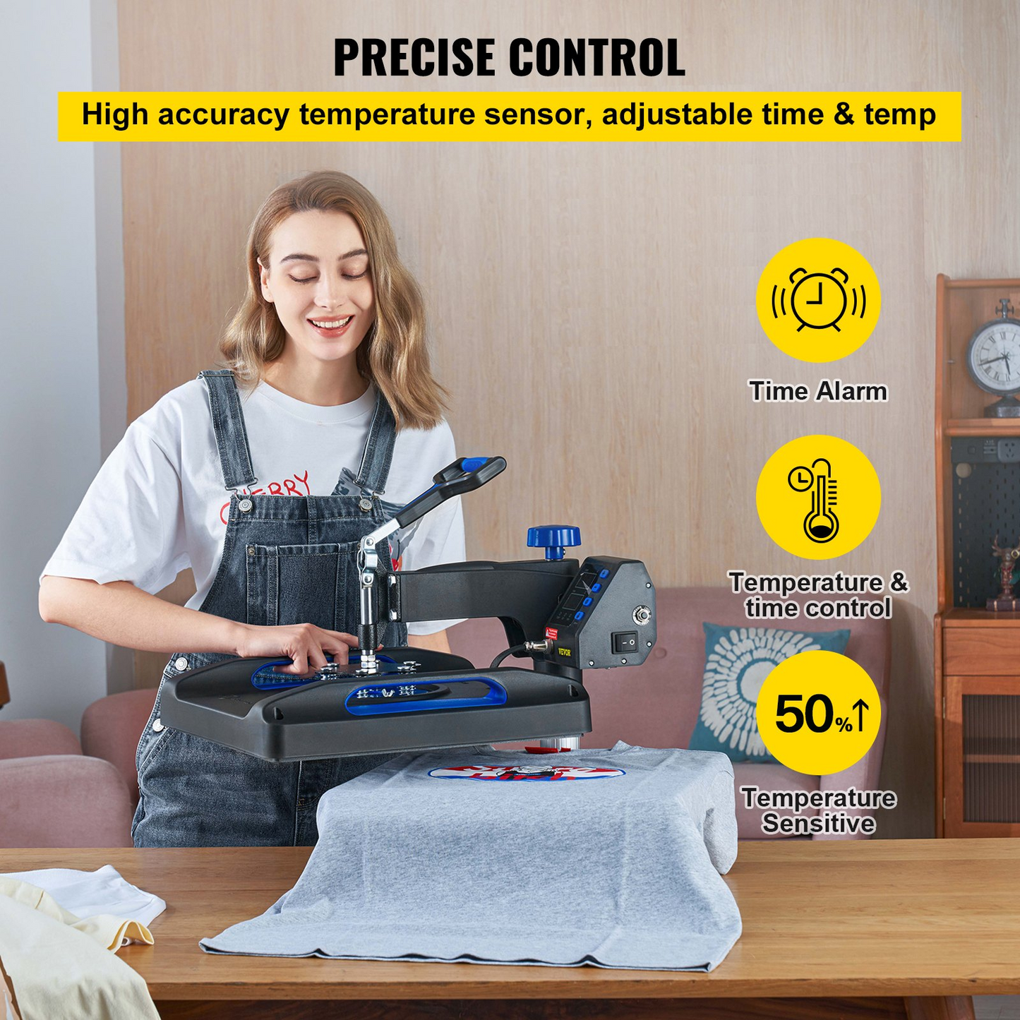 VEVOR Heat Press Machine 12x15, 800W Heat Press for Sublimation 5 in 1 Combo, Dual Digital Heat Press Transfer, Uniform Heat, Anti-Scald Cover, Vinyl Transfer Printer for T Shirts Mug Cap Plate, Blue