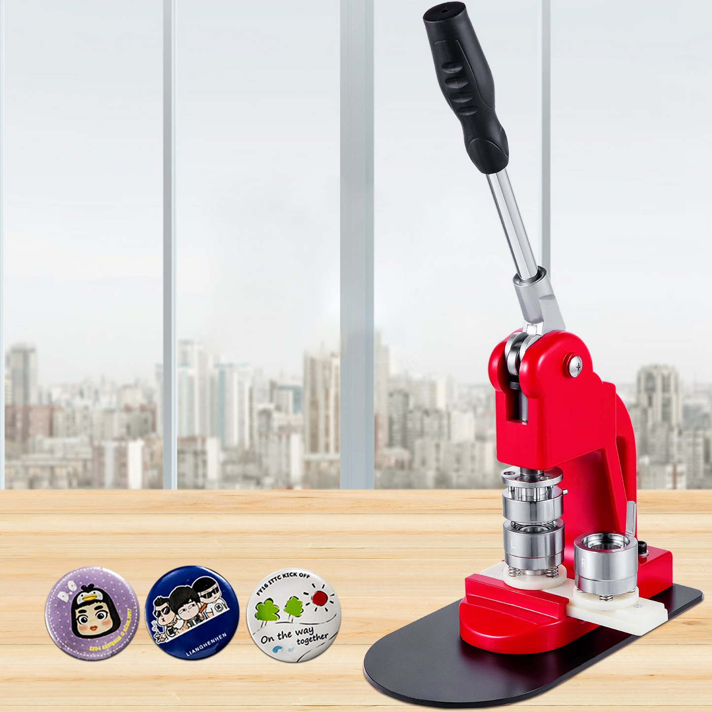 VEVOR Button Badge Maker Machine 25mm(1 in)DIY Pin Button Maker Machine with1000 Pcs Button Parts & Circle Cutter Installation-Free Button Press Kit for Idol, JK, School,Kids