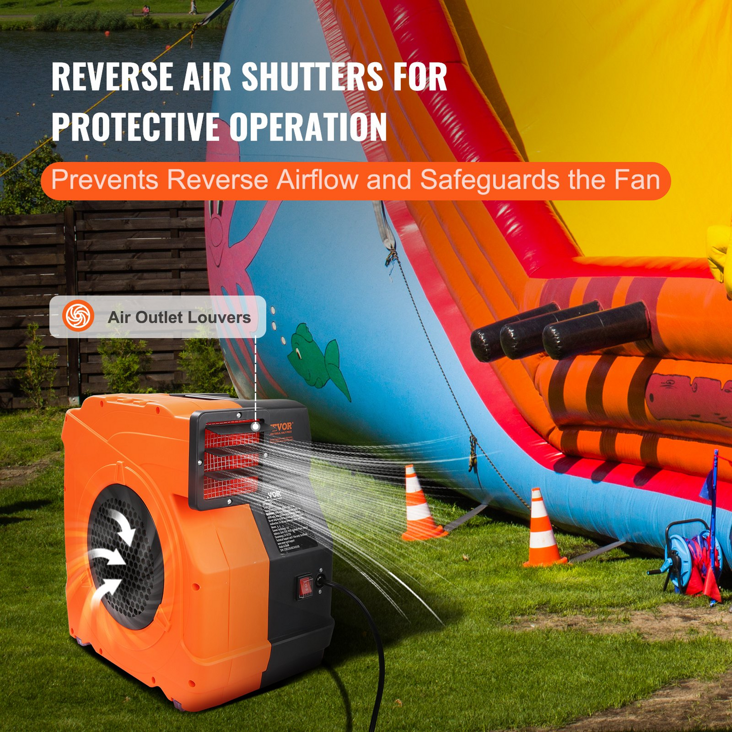 VEVOR Inflatable Blower, 1500W, 2 & 2.1 HP Bounce House Blower, Pump Commercial Air Blower for Inflatables, 3100 RPM Bouncy Castle Electric Fan Perfect for Bounce House, Waterslides, UL Listed