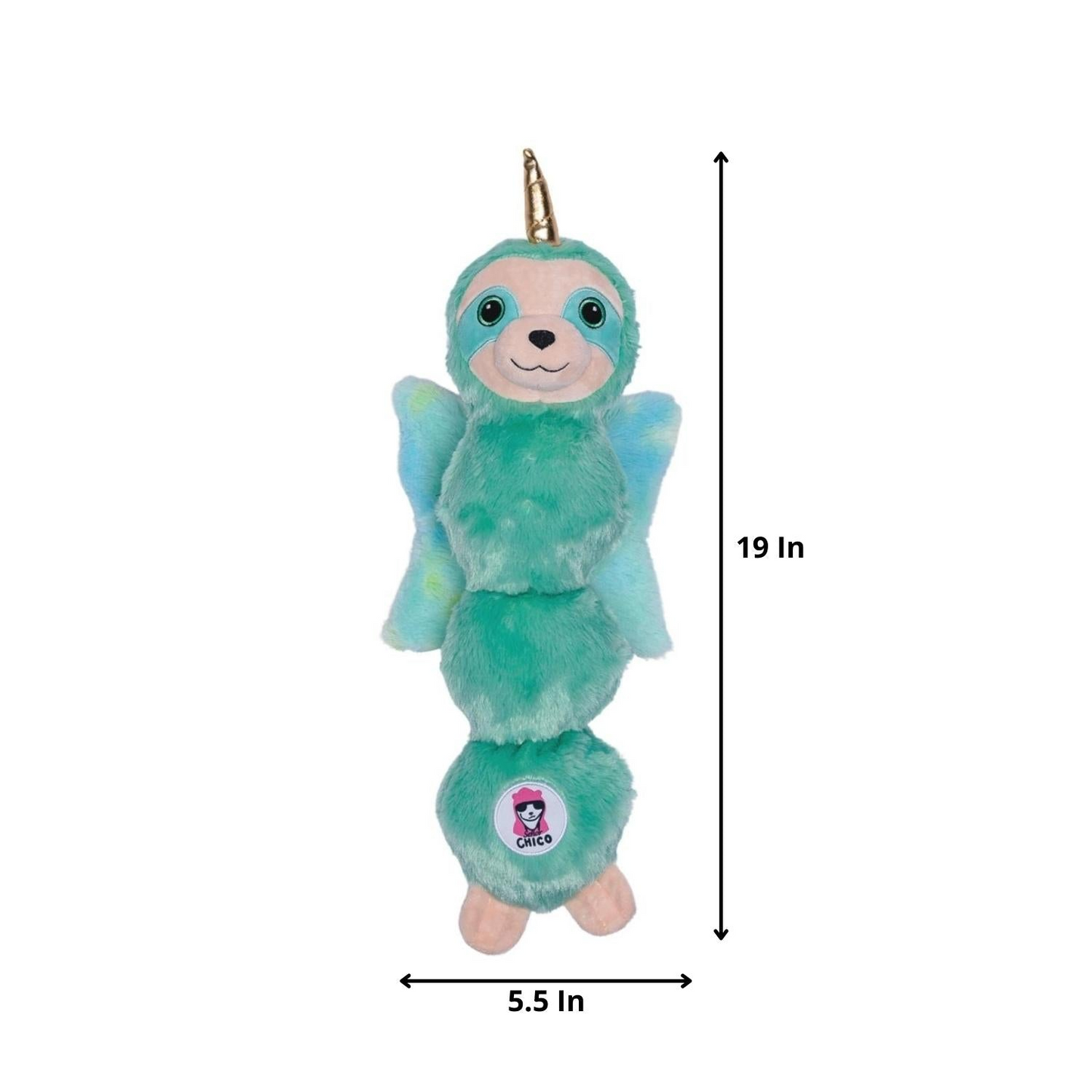 Mint Sloth Skinny Squeaking Plush Dog Toy