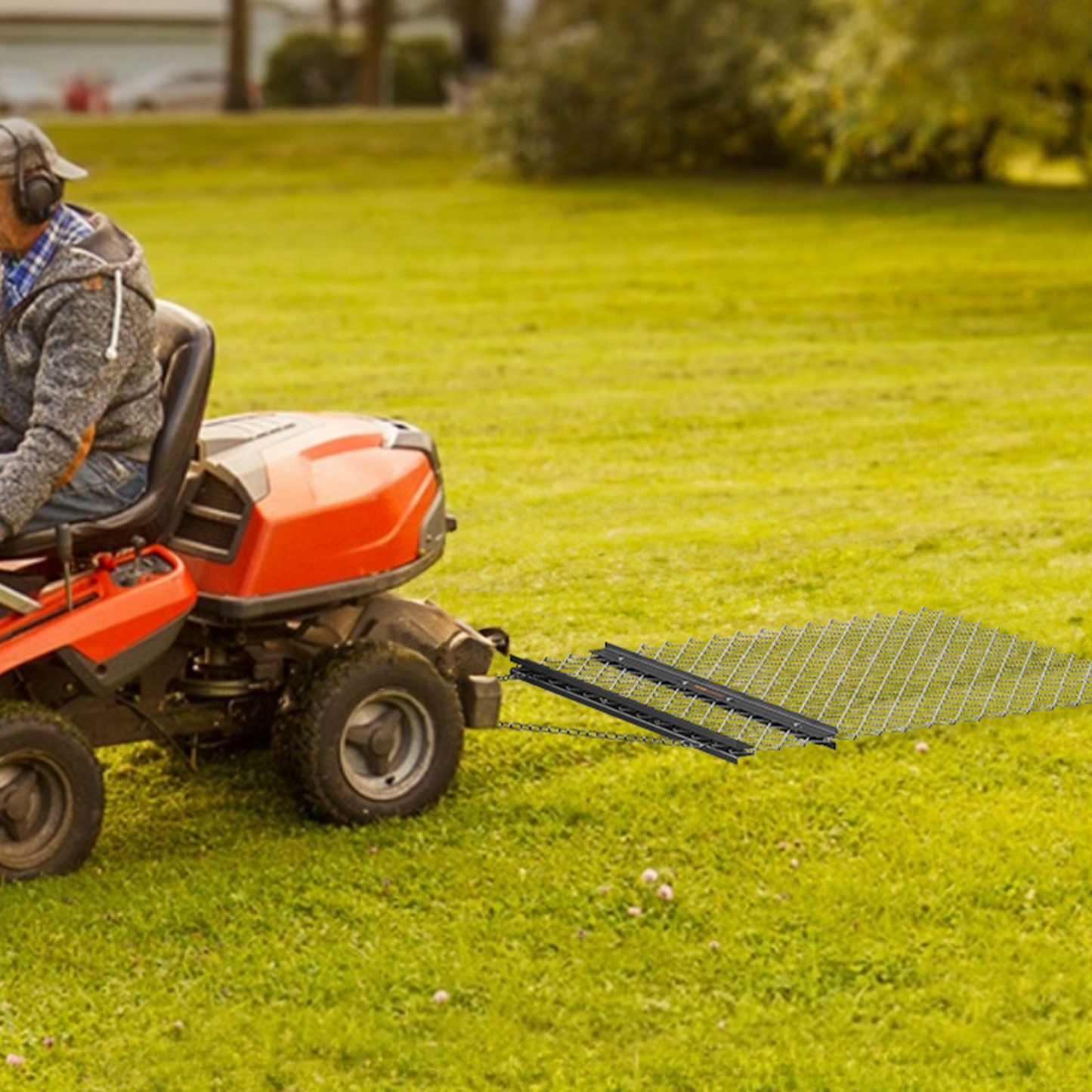VEVOR Drag Harrow, 4' x 5' ATV Chain Harrow, Q235 Steel UTV Tractor Attachments Field Drag Mat for Landscape Leveling or Sod Prepping, Towable Harrow Rake Grader for Gravel Driveway, Farm, Field