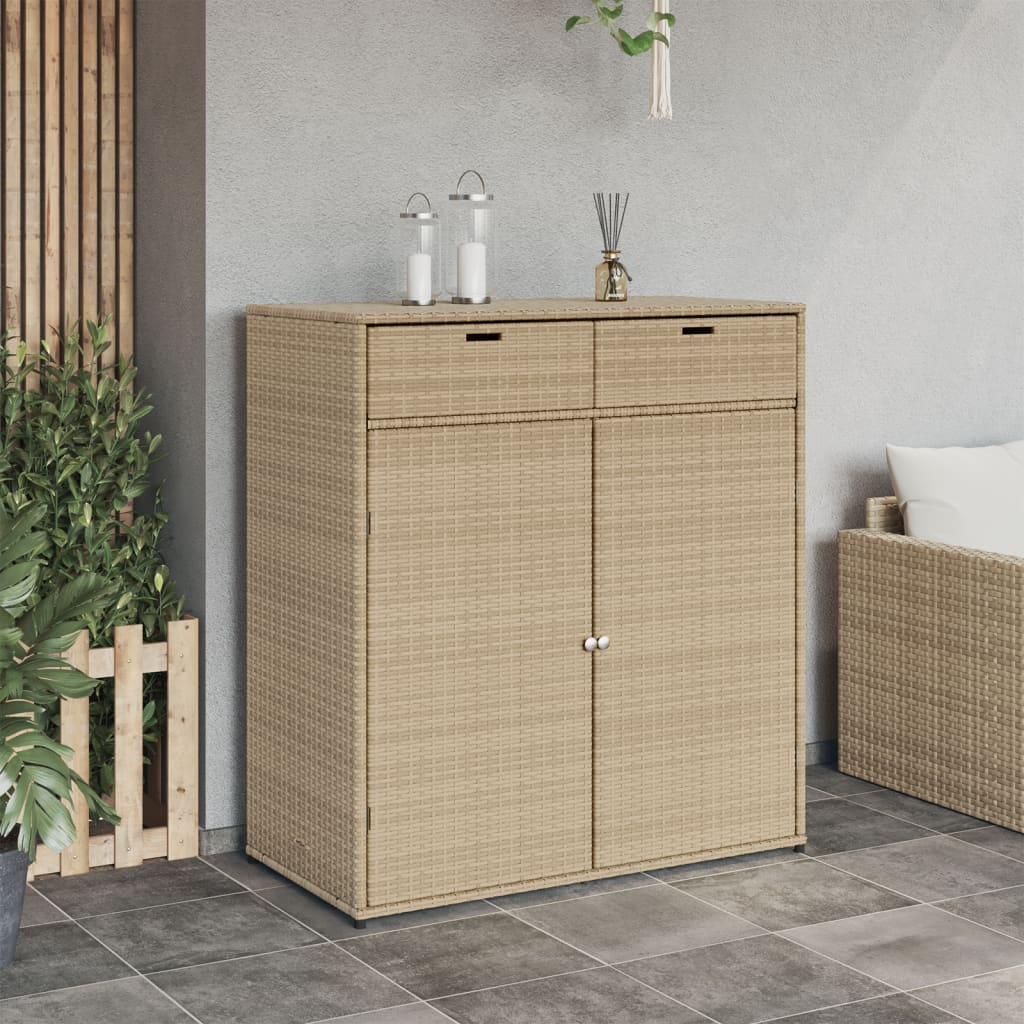 vidaXL Patio Storage Cabinet Beige 41.3"x21.7"x44.5" Poly Rattan