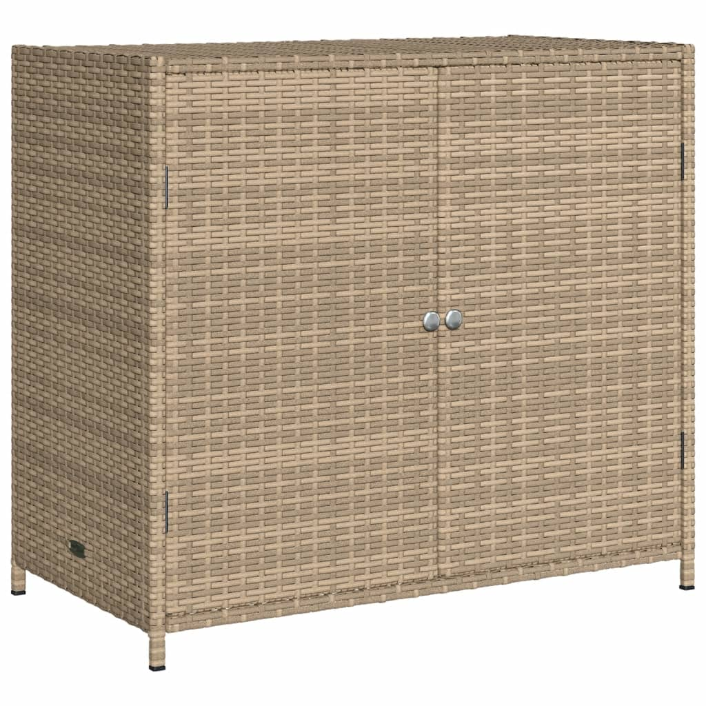vidaXL Patio Storage Cabinet Beige 32.7"x17.7"x29.9" Poly Rattan