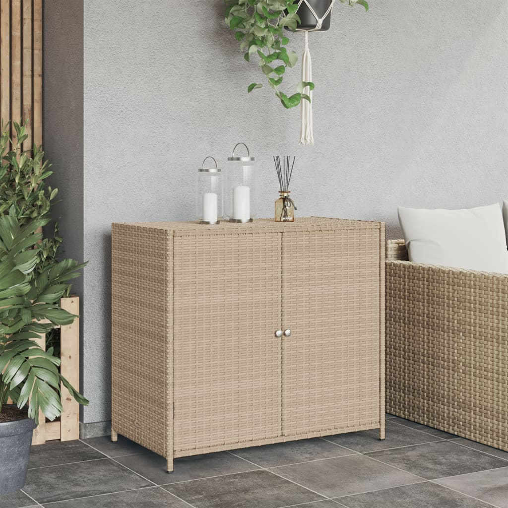vidaXL Patio Storage Cabinet Beige 32.7"x17.7"x29.9" Poly Rattan