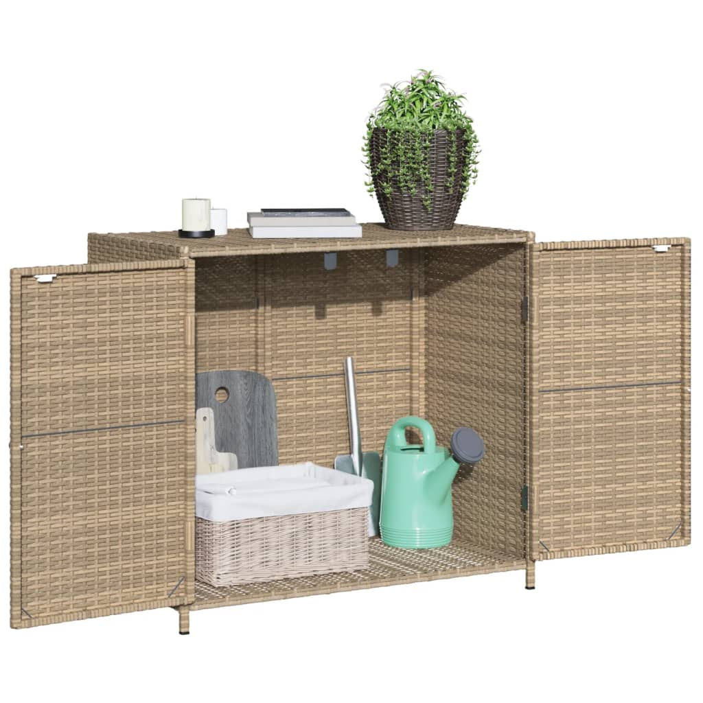 vidaXL Patio Storage Cabinet Beige 32.7"x17.7"x29.9" Poly Rattan
