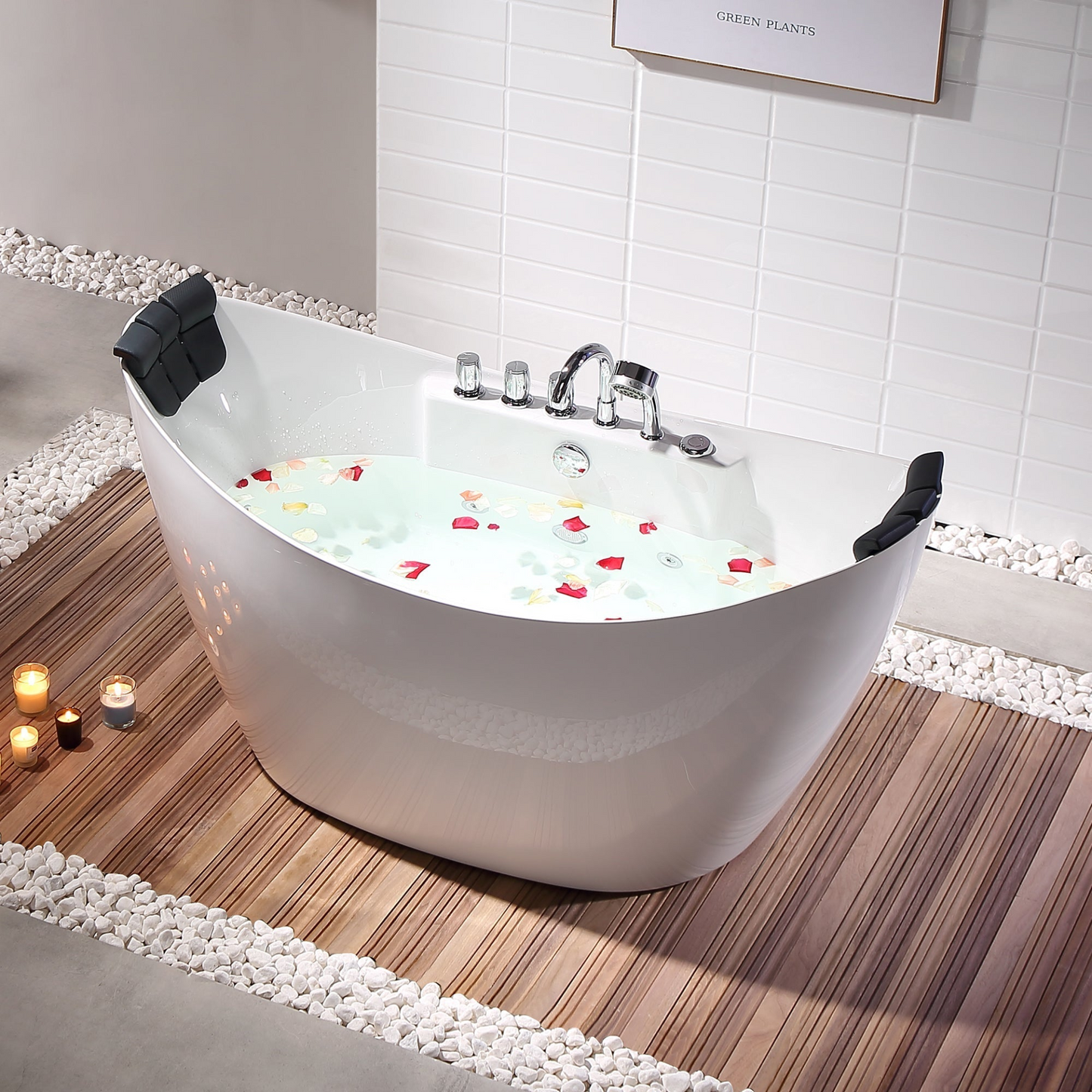 Empava-59AIS11 59 in. Whirlpool Freestanding Acrylic Bathtub