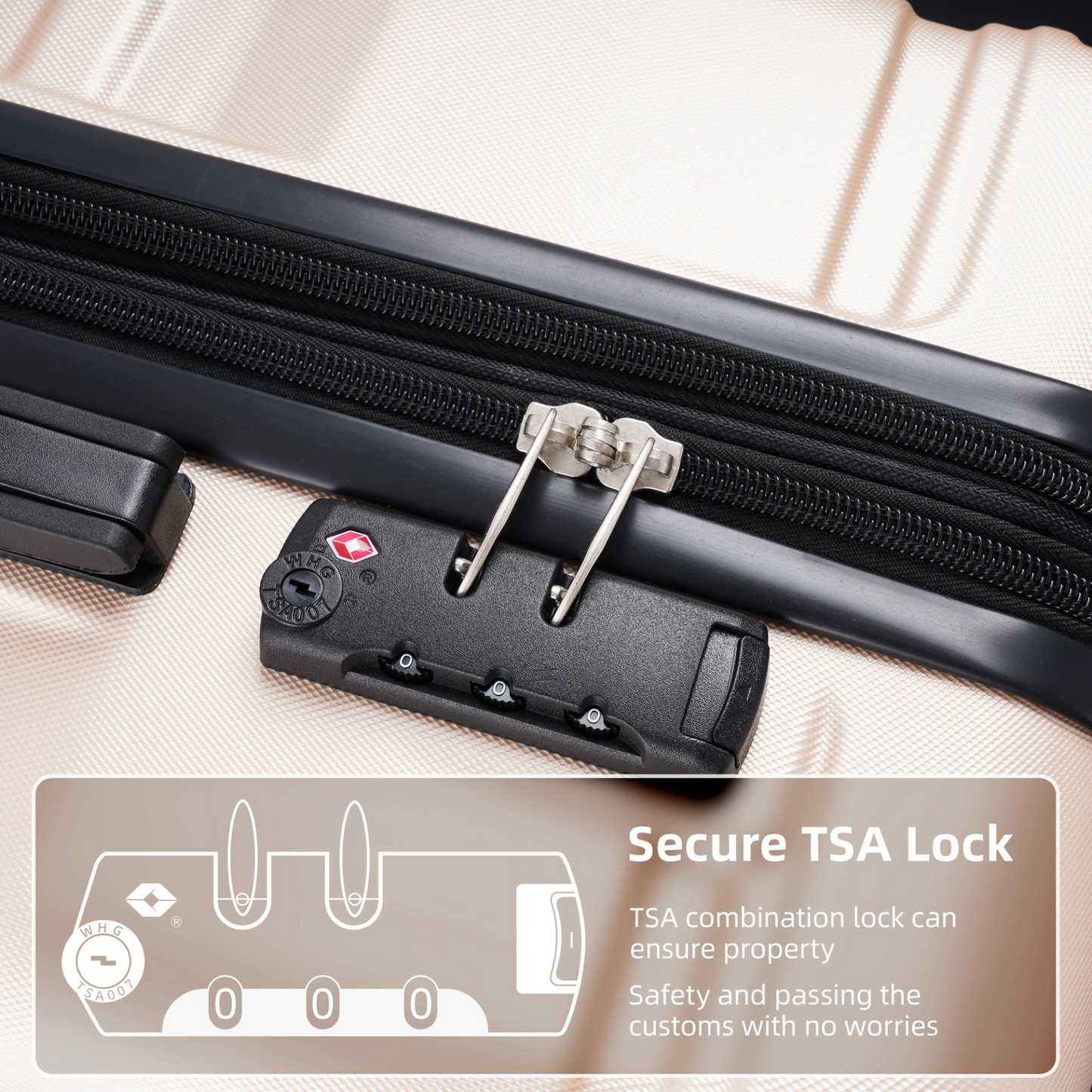 Luggage Sets New Model Expandable ABS Hardshell 3pcs Clearance Luggage Hardside Lightweight Durable Suitcase sets Spinner Wheels Suitcase with TSA Lock 20''24''28'' (Champagne)