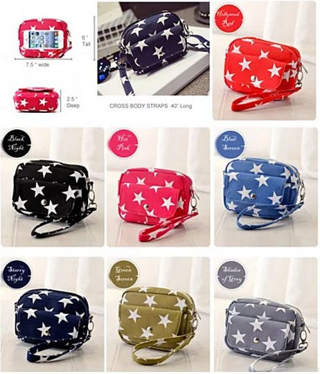 Multi Starrer Movie Night Wristlet And Cross Body Bag