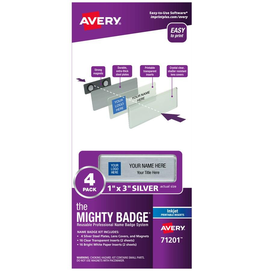 The Mighty Badge® Mighty Badge Professional Reusable Name Badge System - Plastic - Silver