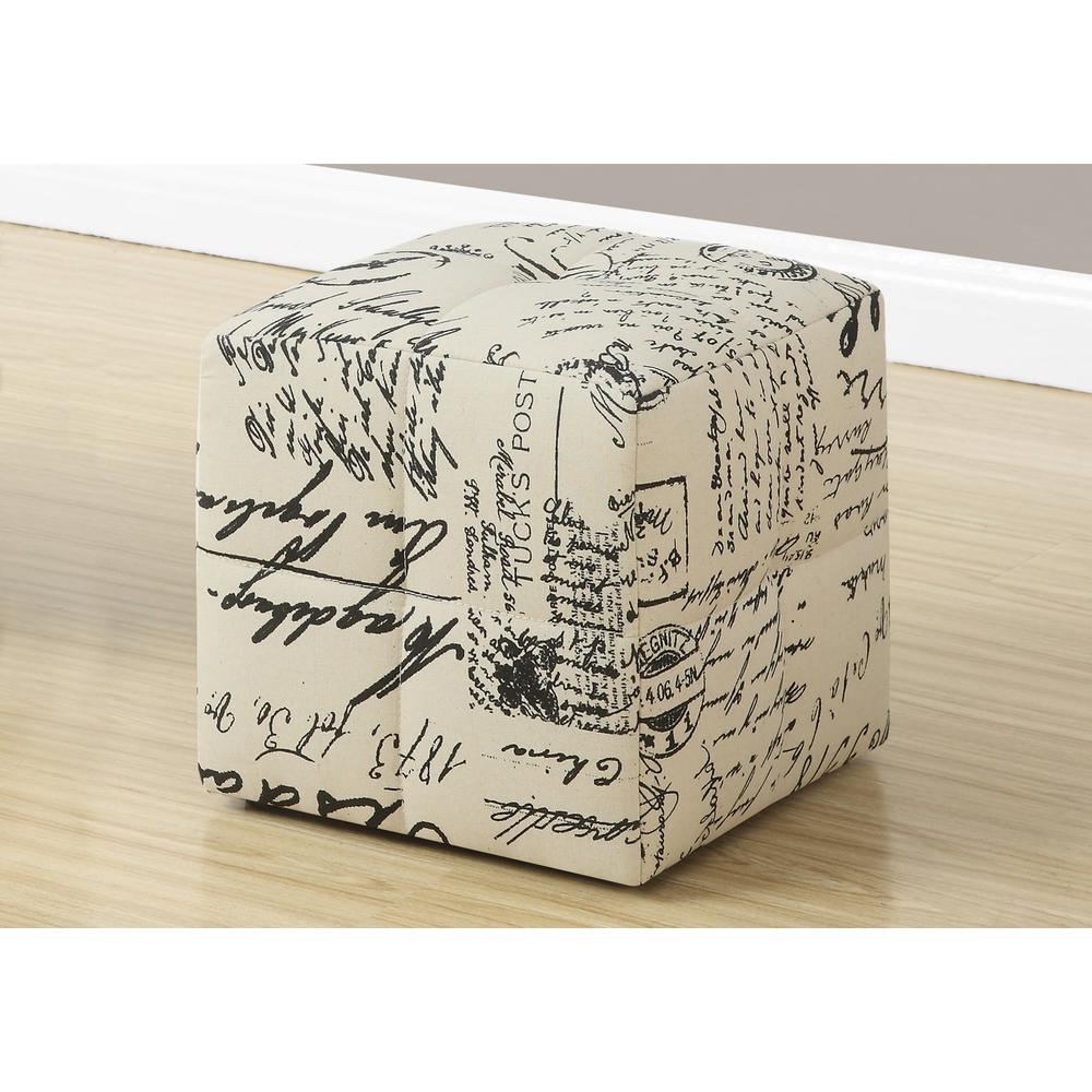 Children's Cube-Shaped Biscuit-Tufted Pouf - Set of 2 - Upholstered Kids' Ottoman, 12"H, Vintage French Fabric