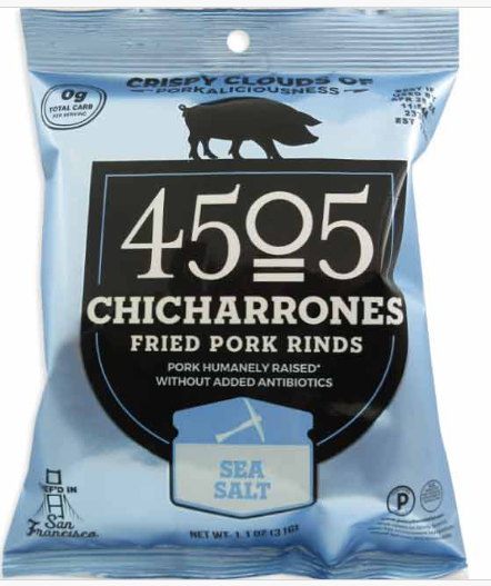 4505 CHICHARRONES FRIED PORK RINDS - SEA SALT (PK 12)