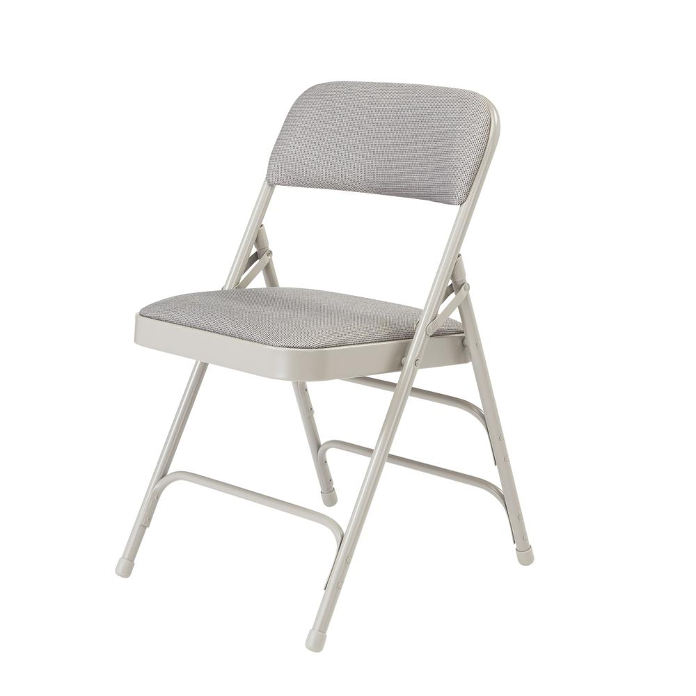 NPS® 2300 Series Deluxe Fabric Upholstered Triple Brace Double Hinge Premium Folding Chair, Greystone (Pack of 4)