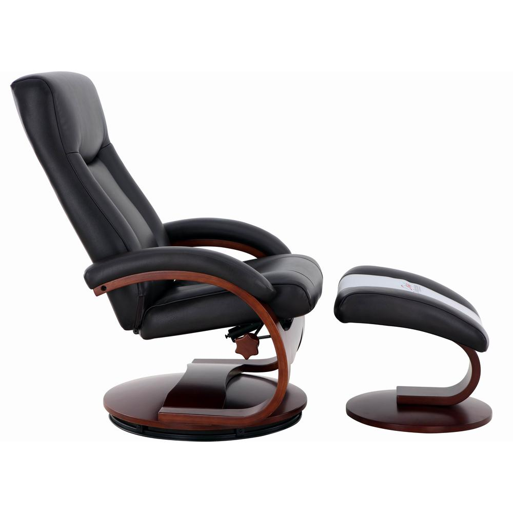 Relax-R™ Hamilton Recliner and Ottoman in Black Top Grain Leather