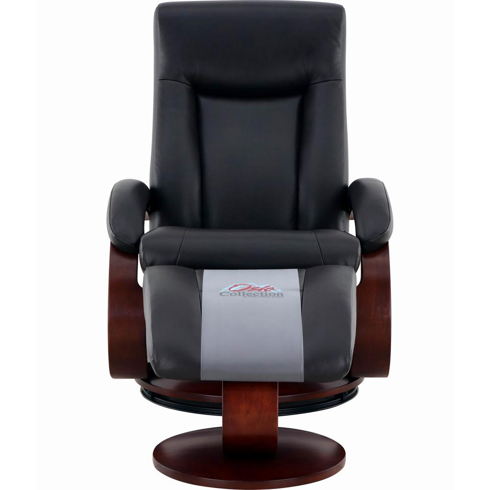 Relax-R™ Hamilton Recliner and Ottoman in Black Top Grain Leather