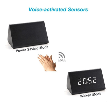 Digital Display Desktop Wooden Clock Brown