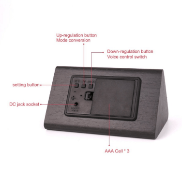 Digital Display Desktop Wooden Clock Brown