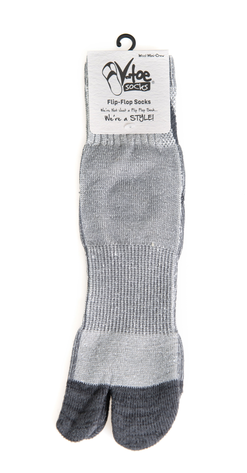 3 Pairs Wool Light Grey For Hiking Or Casual Flip-Flop VToe Tabi Socks