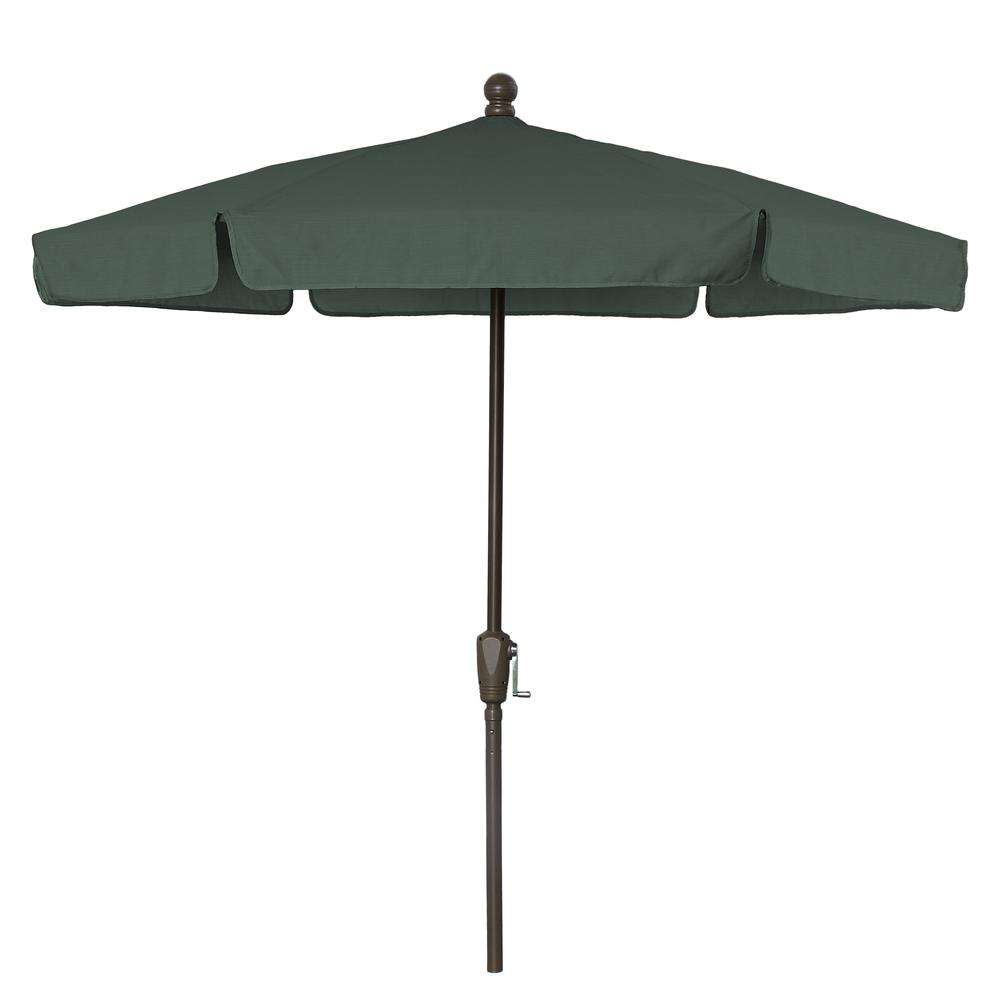 7.5' Hex Home Garden Umbrella 6 Rib Crank Champagne Bronze with Forest Green Vinyl Coated Weave Canopy