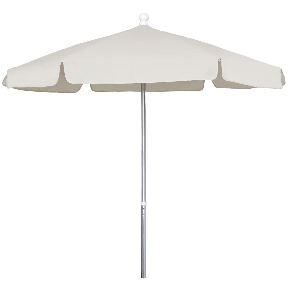 7.5' Hex Garden Umbrella 6 Rib Push Up Bright Aluminum with Natural Vinyl Coated Weave Canopy, 7GPUA-Natural