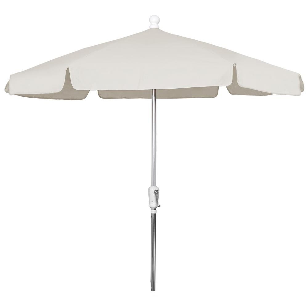 7.5' Hex Home Garden Umbrella 6 Rib Crank Bright Aluminum with Natural Vinyl Coated Weave Canopy